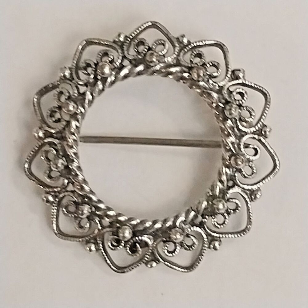 Danecraft Sterling Signed Vintage Open Circle Brooch